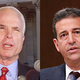 McCain and Feingold answer questions before cutting the red tape at their new Russ & John's location in Stevens Point, WI.